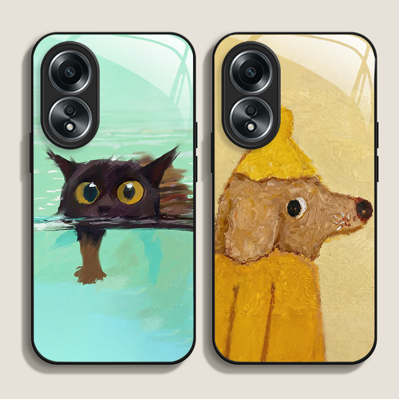 Phone Cases Realme - Oil Painting Yellow Dog Black Cat
