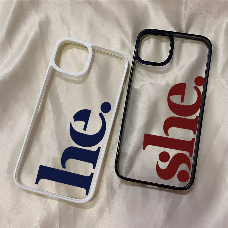 Phone Cases Shein - He She Letter Couple Phone Case
