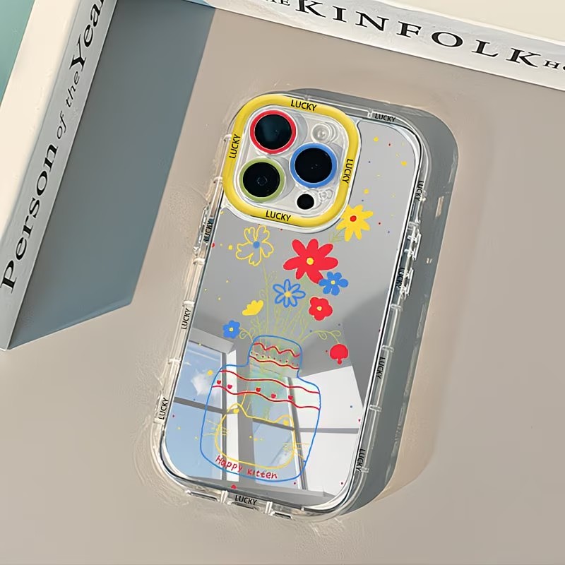 Phone Cases Art - Summer Daisy Cat Vase Design Mirror