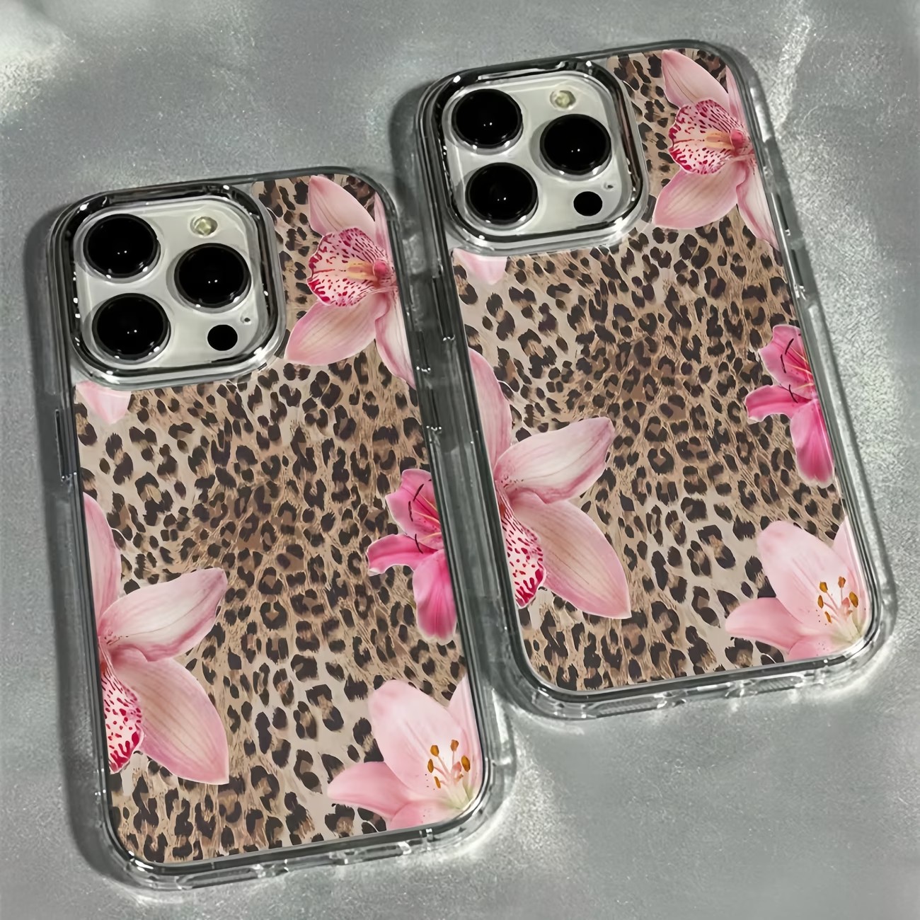 Phone Cases Transparent - Leopard Print Lily Flower Transparent Phone