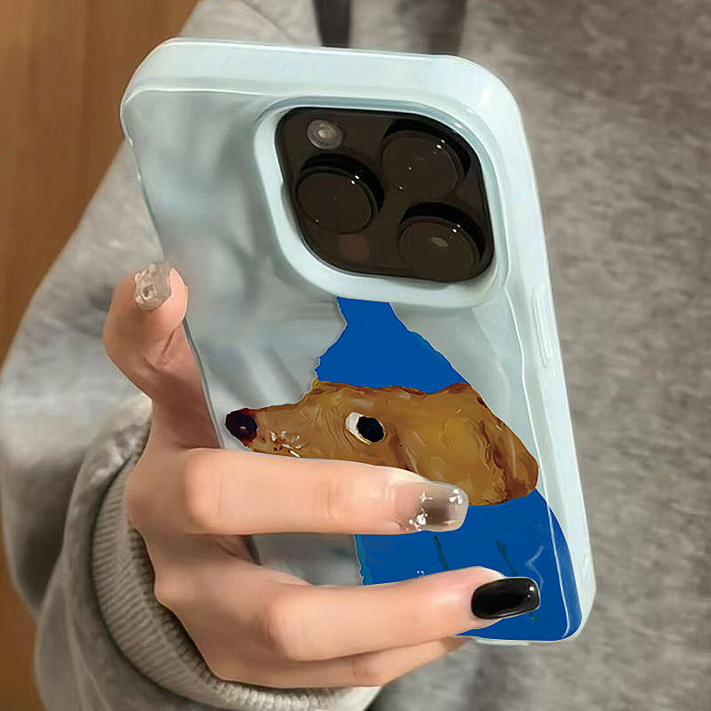 Cute Cartoon Case - Blue Hat Puppy Folds Texture Soft