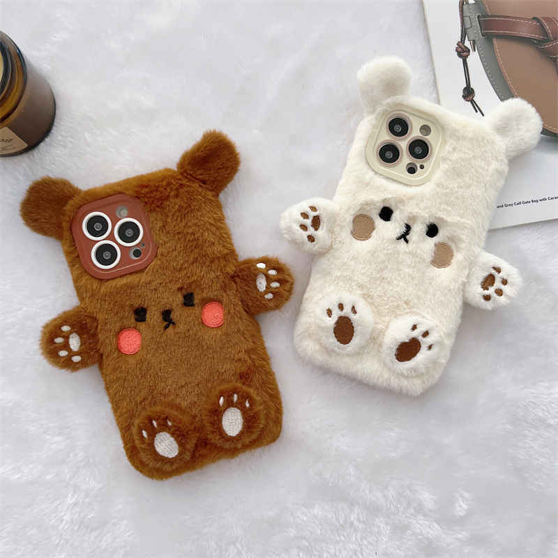 Korean 3D Cartoon Bear Fluffy  - Phone Cases For Iphone 13 recension och pris