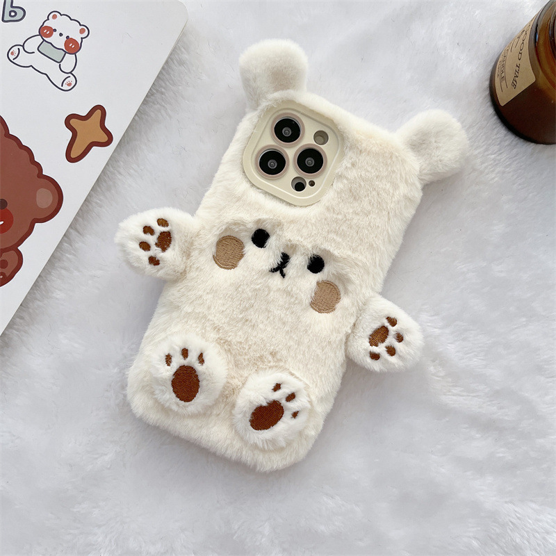 Korean 3D Cartoon Bear Fluffy  - Phone Cases For Iphone 13 recension och pris