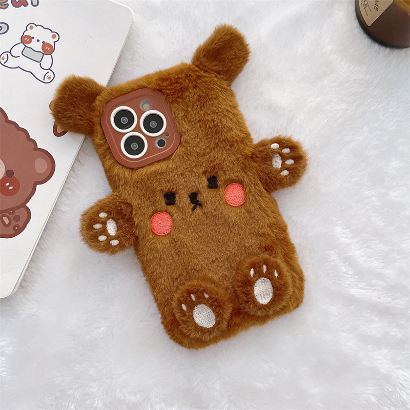 Korean 3D Cartoon Bear Fluffy  - Phone Cases For Iphone 13 recension och pris