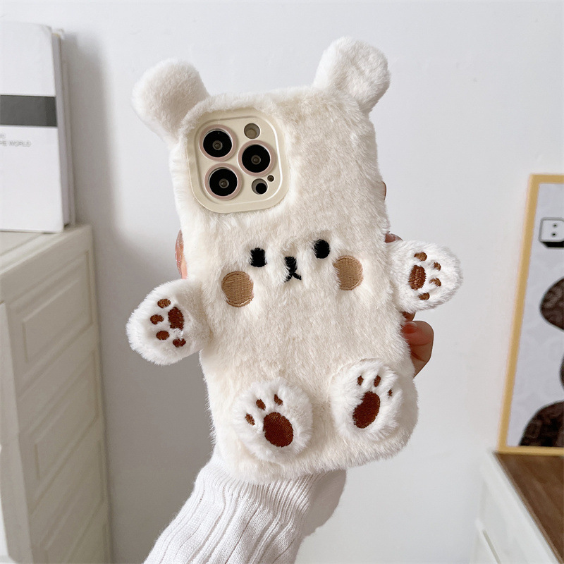 Korean 3D Cartoon Bear Fluffy  - Phone Cases For Iphone 13 recension och pris