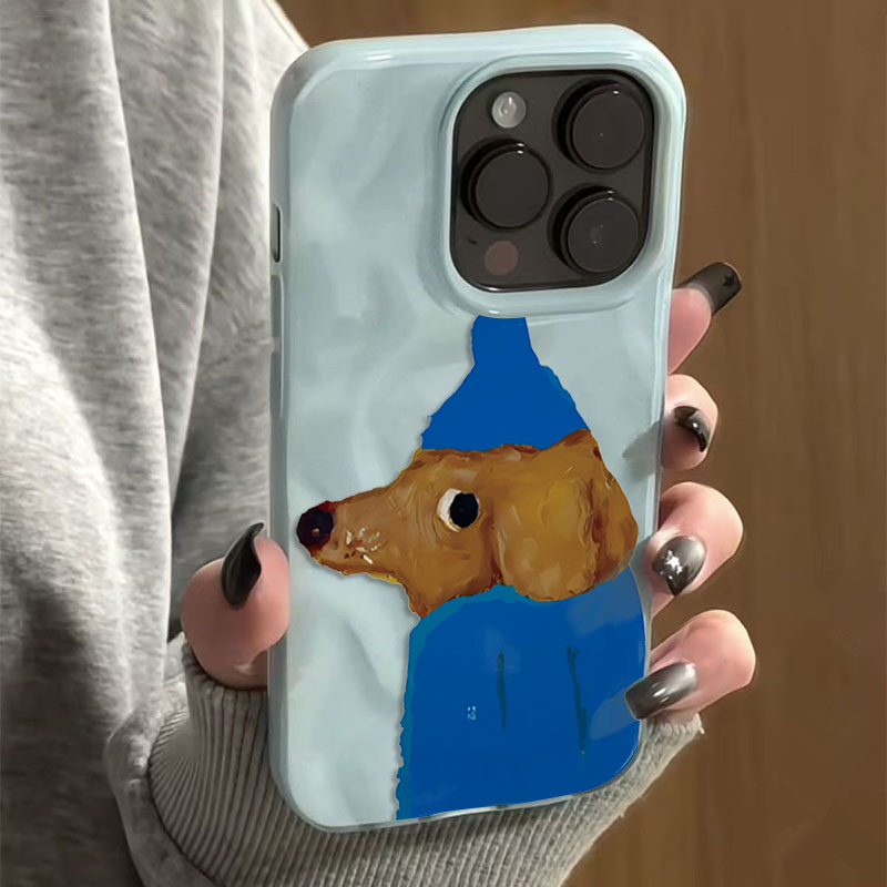 Blue Hat Puppy Folds Texture S - Cute Cartoon Case recension och pris